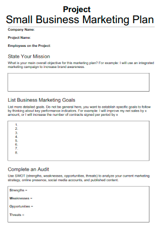 Small Business Marketing Plan Project