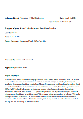 Social Media in Market Report