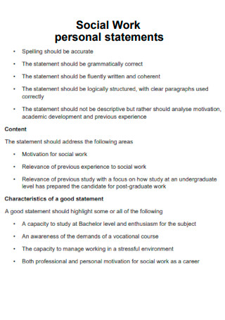 Social Work Personal Statement