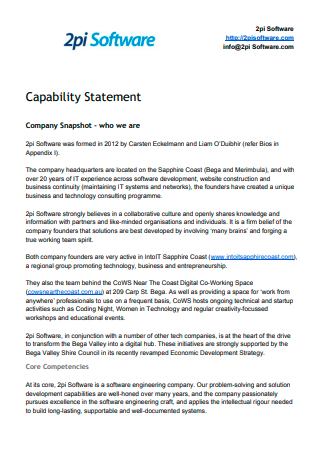Software Capability Statement