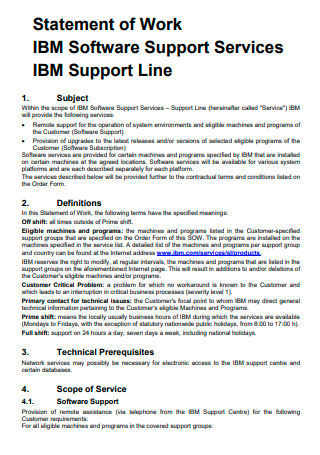 Software Support Services Statement
