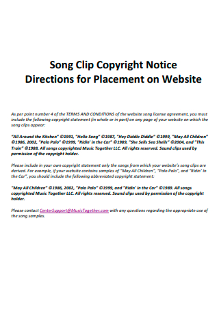 Song Clip Copyright Notice