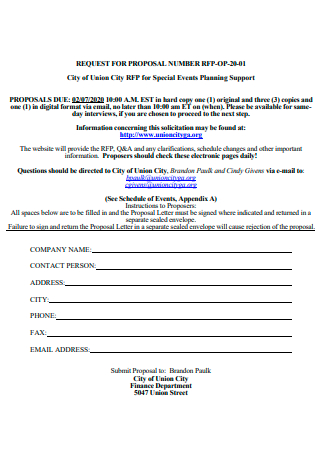 Special Event Planning Support Proposal