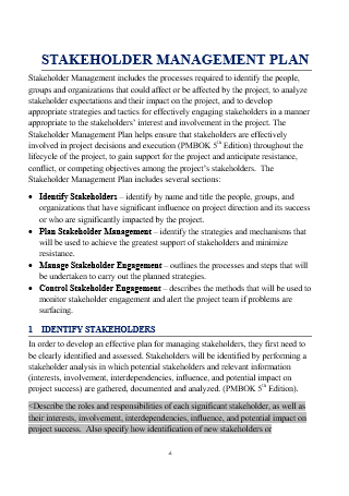 Stakeholder Management Plan
