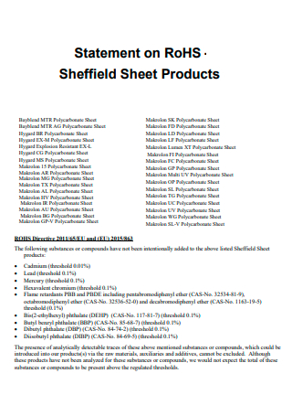 Statement Sheet Products