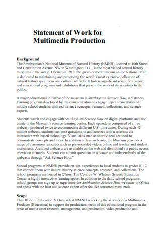Statement of Work for Multimedia Production