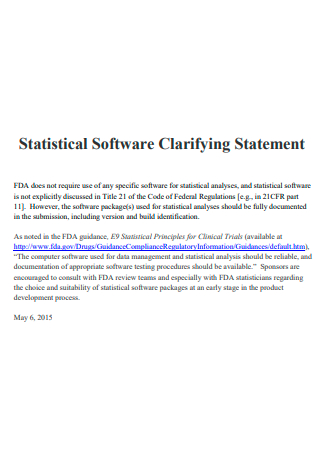 Statistical Software Statement