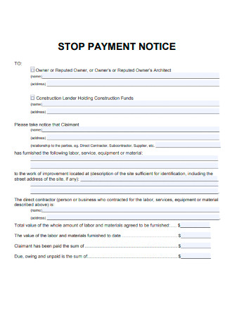 Stop Payment Notice