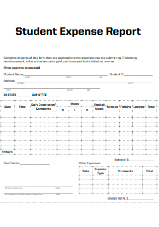 Student Expense Report