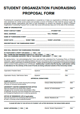 Student Organization Fundraising Proposal Form