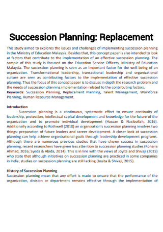 Succession Planning Replacement
