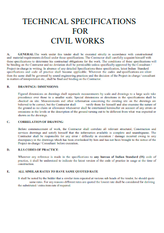 Technical Specification for Civil Works