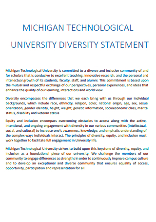 Technological University Diversity Statement