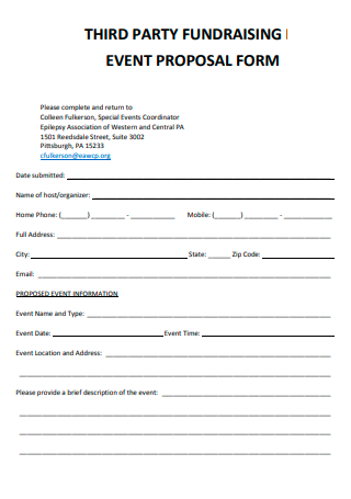 Third Party Fundraising Event Proposal Form