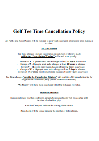 Time Cancellation Policy
