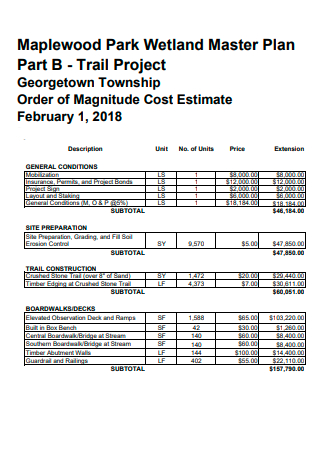 Trail Project Cost Estimate