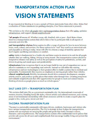 Transportation Action Plan Vision Statement