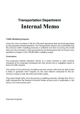 Transportation Department Internal Memo