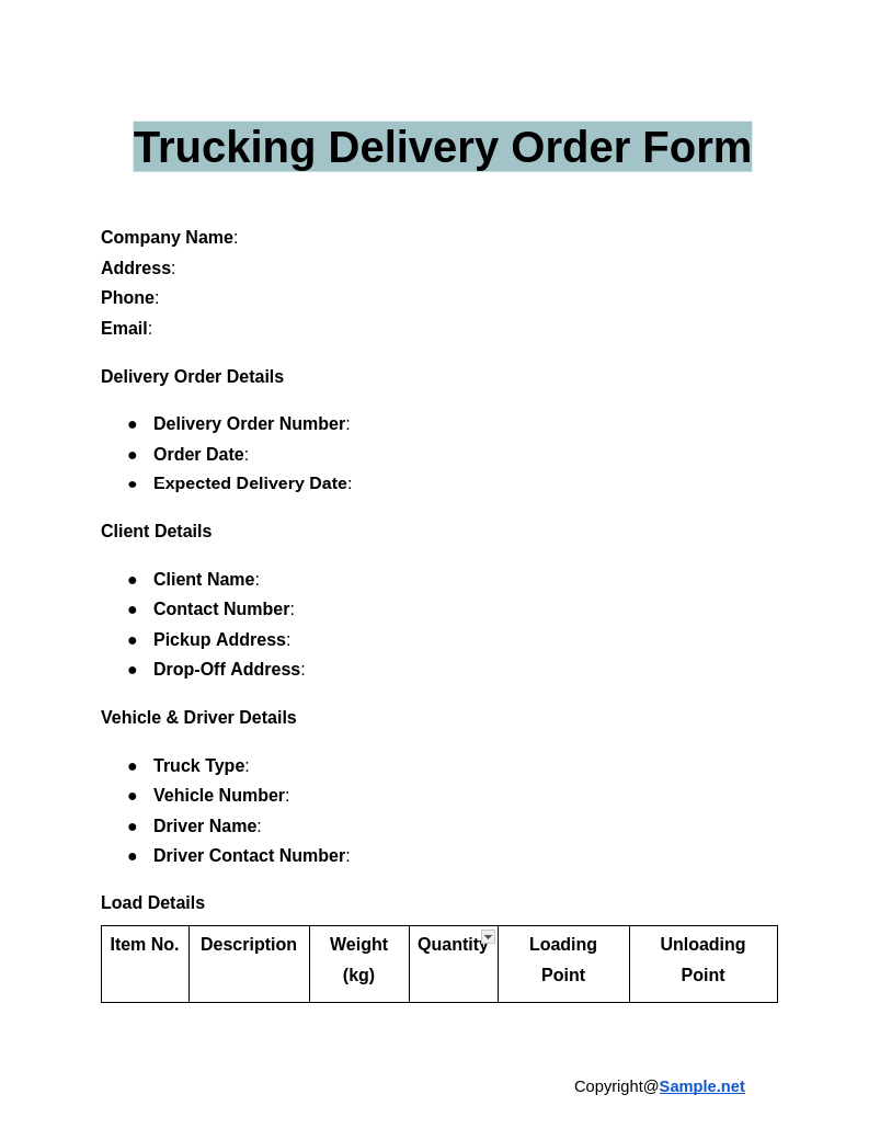 Trucking Delivery Order Form Google Docs 01 07 2025 04 30 PM