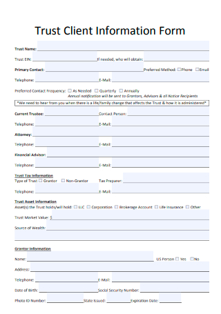 Trust Client Information Form