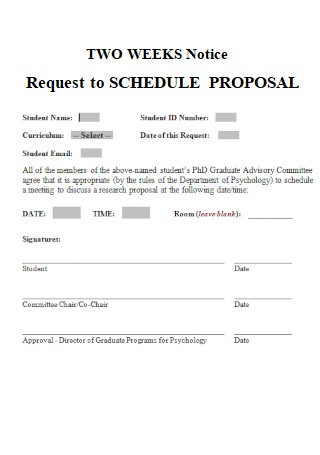 Two Weeks Notice Request to Schedule Proposal