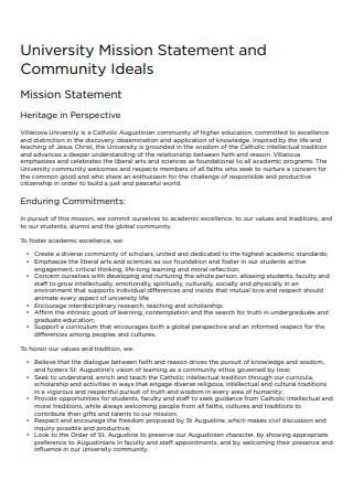 University Mission Statement and Community Ideals