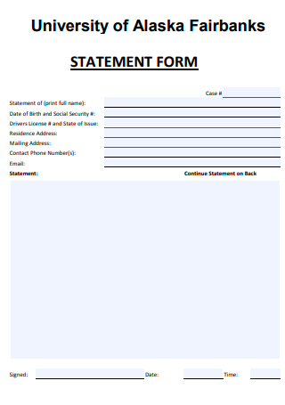University Statement Form