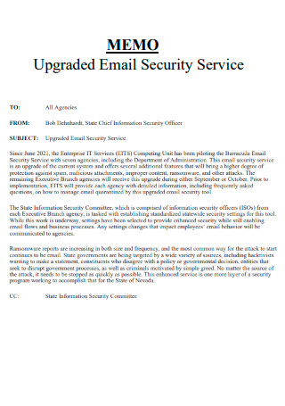 Upgraded Email Security Service Memo
