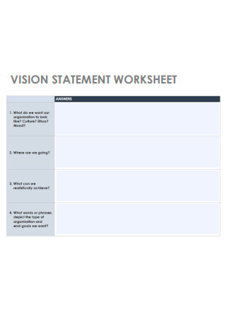 Vision Statement Worksheet