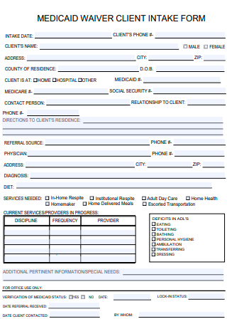 Waiver Client Intake Form