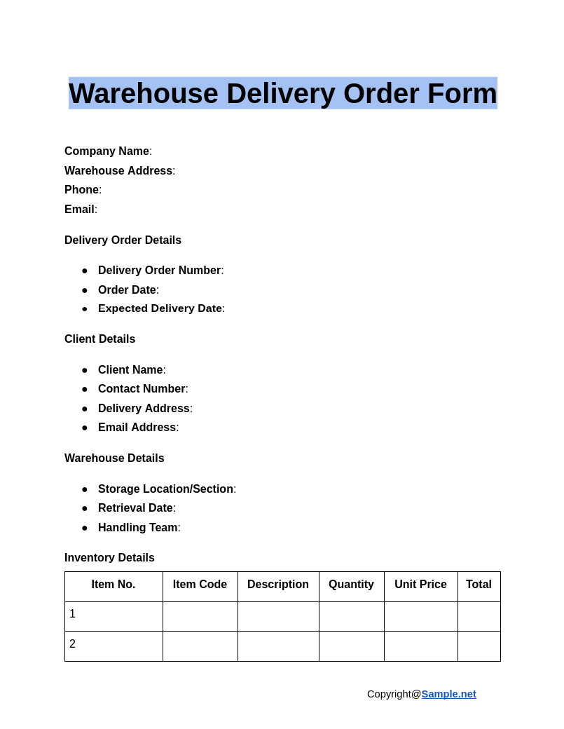 Warehouse Delivery Order Form Google Docs 01 07 2025 04 30 PM