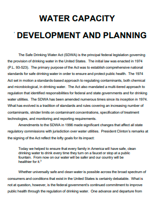 Water Capacity Development and Planning