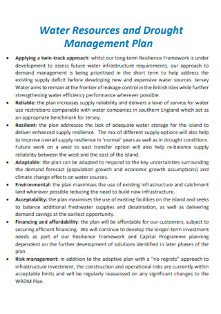 Water Resources and Drought Management Plan