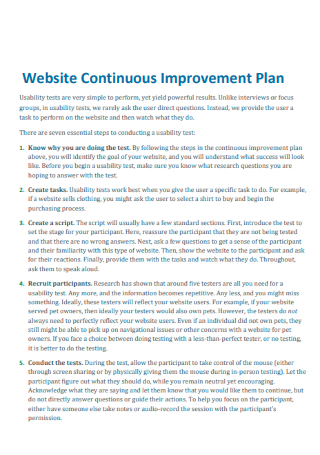 Website Continuous Improvement Plan