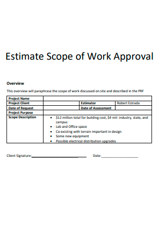 Work Approval Estimate