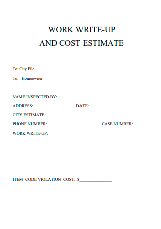 Work Cost Estimate