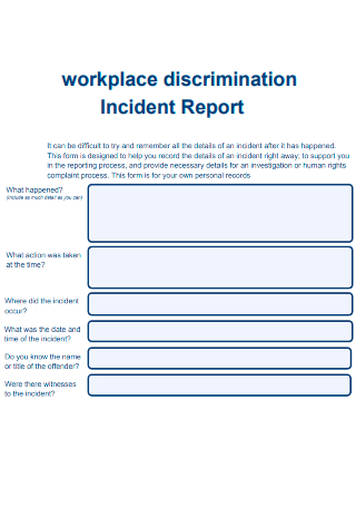 Workplace Discrimination Incident Report