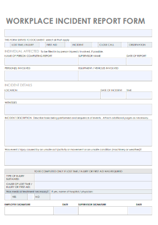 Workplace Incident Report Form