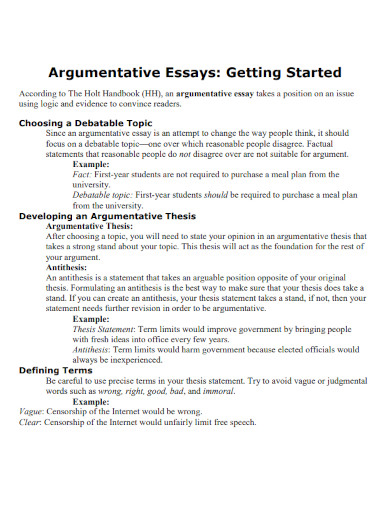 College Argumentative Essays