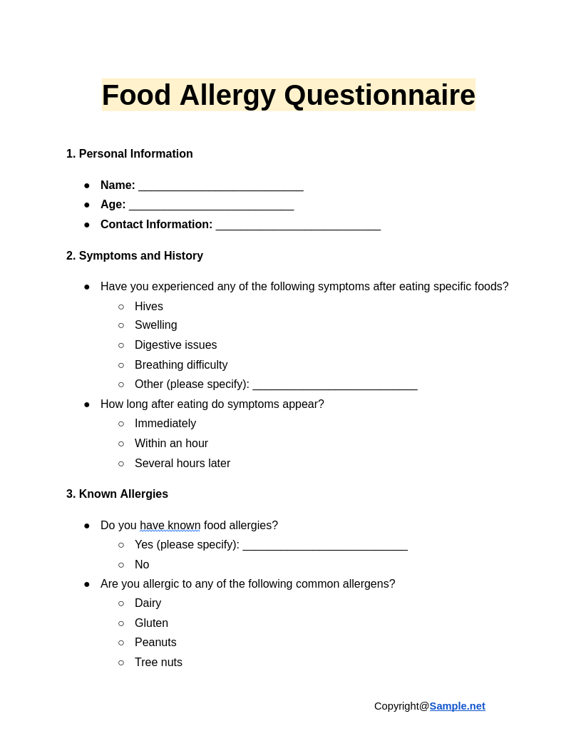 Food Allergy Questionnaire Google Docs 01 02 2025 04 21 PM