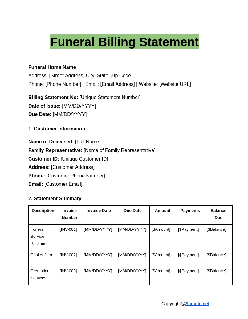 Funeral Billing Statement Google Docs 12 19 2024 04 25 PM