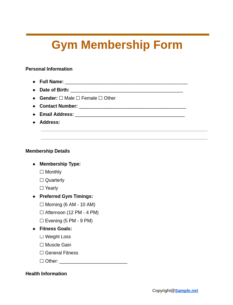 Gym Membership Form Google Docs 12 06 2024 03 20 PM