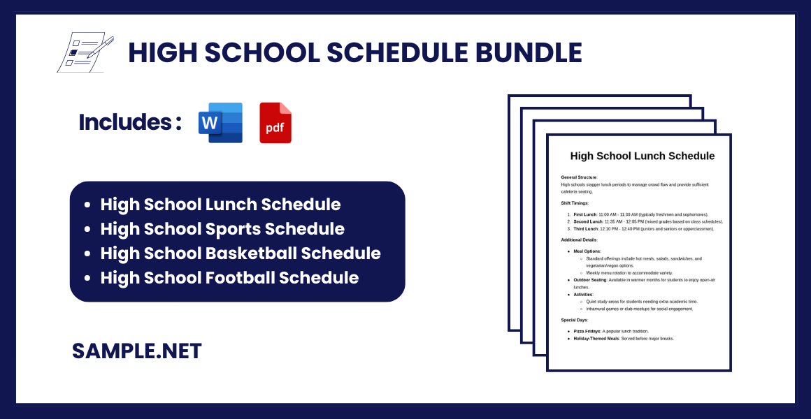 high school schedule bundle