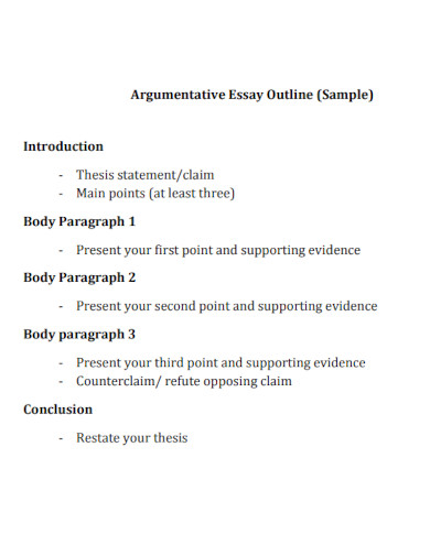 Sample Argumentative Essay Outline