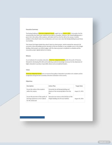 School Visit Report Template