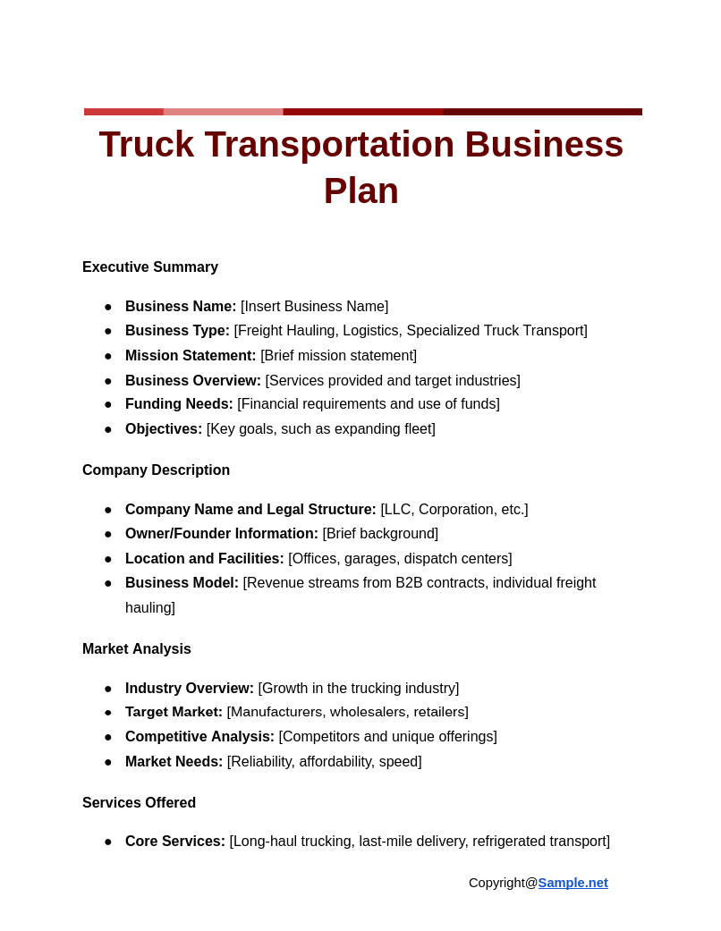 Truck Transportation Business Plan Google Docs 11 11 2024 03 56 PM