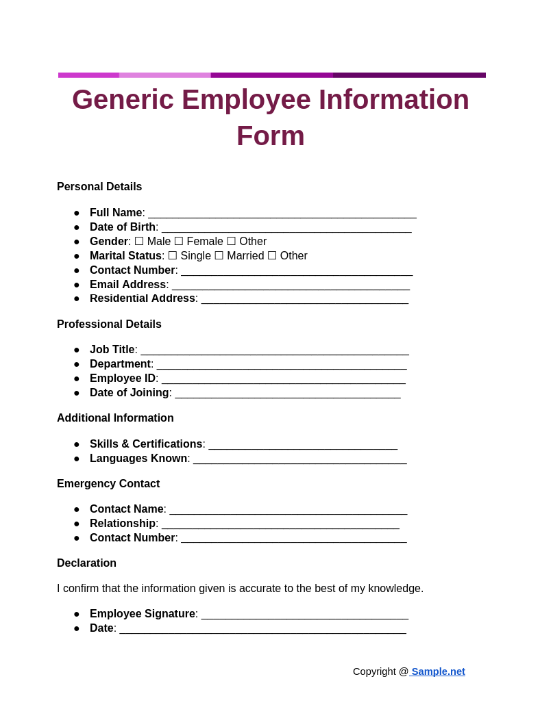 Generic Employee Information Form Google Docs 10 28 2024 05 10 PM