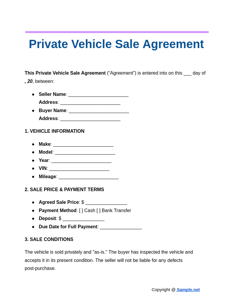 Private Vehicle Sale Agreement Google Docs 10 28 2024 05 06 PM