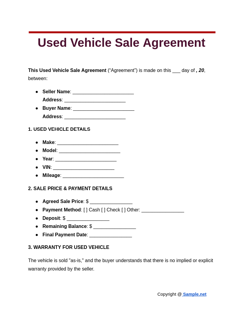 Used Vehicle Sale Agreement Google Docs 10 28 2024 05 07 PM