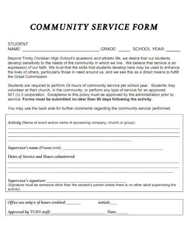 Academic Community Service Form